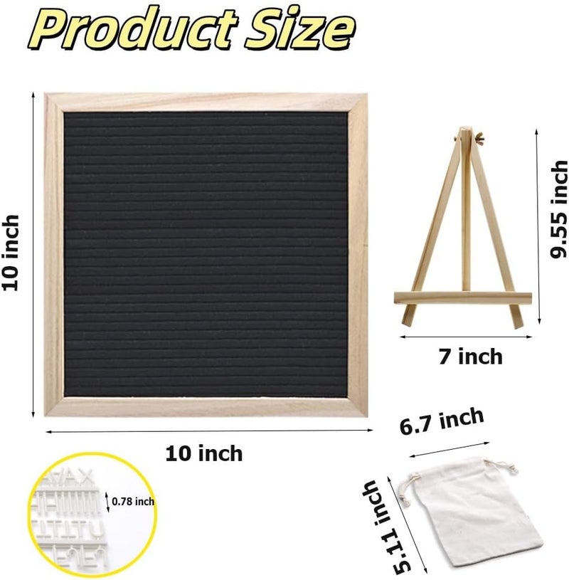 INTOMYTH Felt Letter Board with 294 Letters, Storage Bag and Stand, First Day of School Board, 10x10 Inches, Changeable Message Board with Wooden Frame and Wall Mount Hook (Black) - Image 2